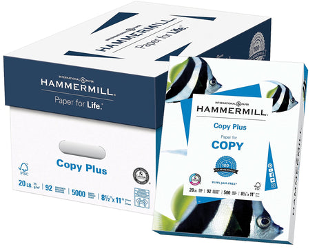 Hammermill Printer Paper, 20 lb Copy Plus, 8.5 x 11 - 10 Ream (5,000 Sheets) - 92 Bright, Made in the USA Hammermill