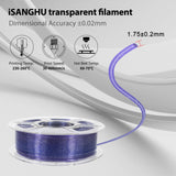 iSANGHU Shiny Clear 3D Printer Filament 1.75mm, High Speed PETG for 30-600mm/s, Blue to Purple Gradient Filament with Sparkling Glitter, Transparent PETG Filament 1kg(2.2lbs) Spool iSANGHU