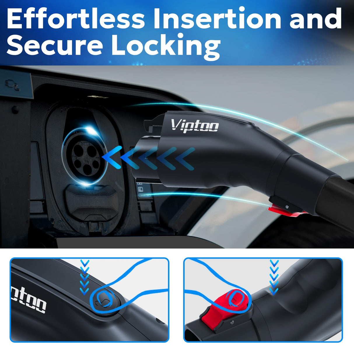 VIPTOO Adapter for Tesla to J1772 EV Charger [Only to J1772], Converter Up to 60Amp 250V AC with Press-Safety-Lock, Compatible with Tesla High-Powered Connectors, Destination/Mobile Chargers,White VIPTOO