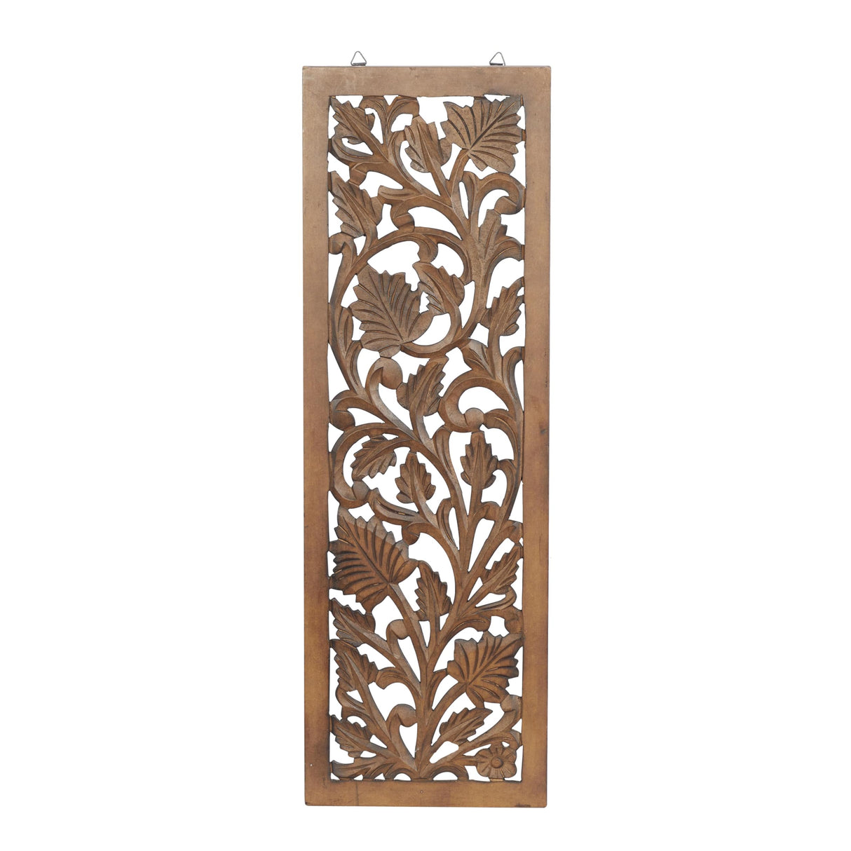 Deco 79 Wooden Floral Handmade Home Wall Decor Intricately Carved Acanthus Wall Sculpture, Wall Art 12" x 1" x 36", Brown Deco 79