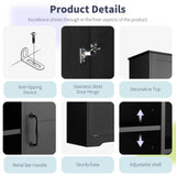 68” Tall Bathroom Storage Cabinet with 2 Tilt Out Laundry Hamper, Freestanding Bathroom Storage Cabinet with Door and Adjustable Shelves, Black Bellemave