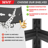 DITOMARRIO 78" H 5-Shelf Metal Storage Shelves, 2000 lbs Garage Shelving Unit with Pegboard, Adjustable Industrial Heavy Duty Storage Rack with Wheels, 47.2" W x 18" D for Pantry Basement, Black DITOMARRIO