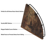 HORLIMER Floating Corner Shelf Wall Mount, Set of 3 Rustic Wood Corner Wall Shelves with Fence for Bedroom, Living Room, Bathroom, Kitchen, Brown HORLIMER