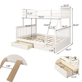 Harper & Bright Designs Twin Over Full Bunk Bed with Storage Drawers in White Harper & Bright Designs