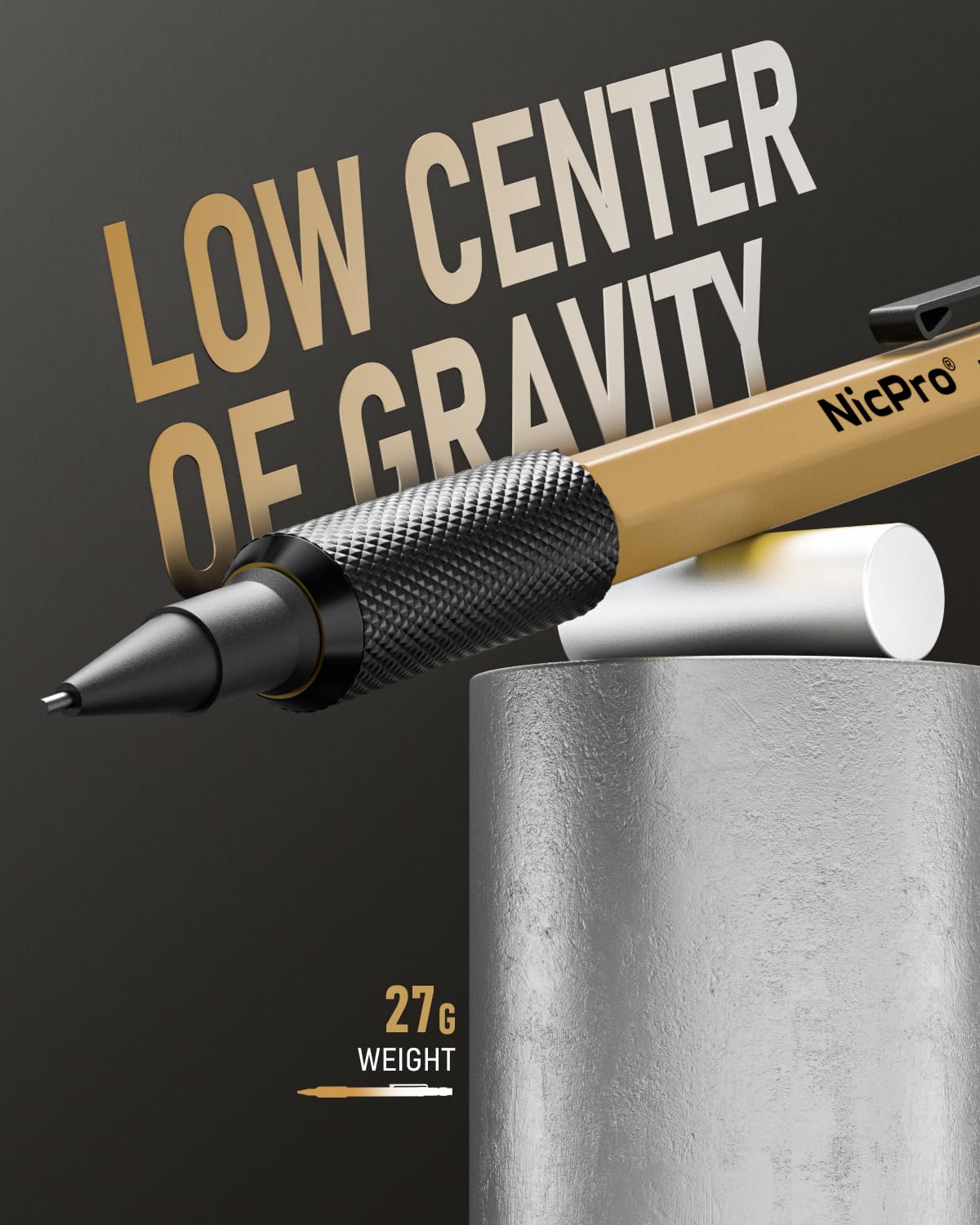 Nicpro 3 PCS 1.3 mm Mechanical Pencil Set 3 Colors with 36 Lead Refill, 3 Eraser - Weatherproof Metal MP2000 Heavy Duty Carpenter Pencil for Outdoor Marking Drafting Drawing Woodworking Nicpro