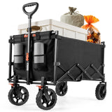 Navatiee Wagon Cart Heavy Duty Foldable, Collapsible Wagon with Smallest Folding Design, Utility Grocery Wagon for Camping Shopping Sports Navatiee