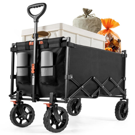 Navatiee Wagon Cart Heavy Duty Foldable, Collapsible Wagon with Smallest Folding Design, Utility Grocery Wagon for Camping Shopping Sports Navatiee