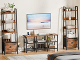 Furologee TV Stand with Power Outlets, Small Entertainment Center with Open Storage Shelves, TV Media Console Center for TVs up to 50 Inch, Television Stands for Living Room/Bedroom, Rustic Brown Furologee