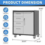 BIZOEIRON Metal Storage Cabinet with Wheels, Rolling Tool Cabinet with Adjustable Shelve, Locking Garage Storage Cabinet with 4 Drawer and 1 Door for Tools, Assembly Required (Black/Grey) BIZOEIRON