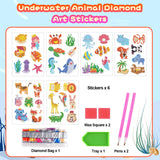 Labeol Diamond Art Kits for Kids Boys and Girls Ages 6-8-10-12 Easy to DIY Creative Diamond Art Sticker Craft by Numbers Kits for Kids and Adult Beginners (Jungle Animals) Labeol