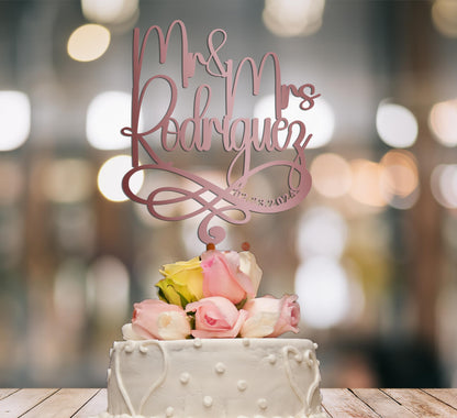 Personalized Rustic Infinity wedding Cake Topper- Custom Gold cake topper for wedding - WoodArtSupply