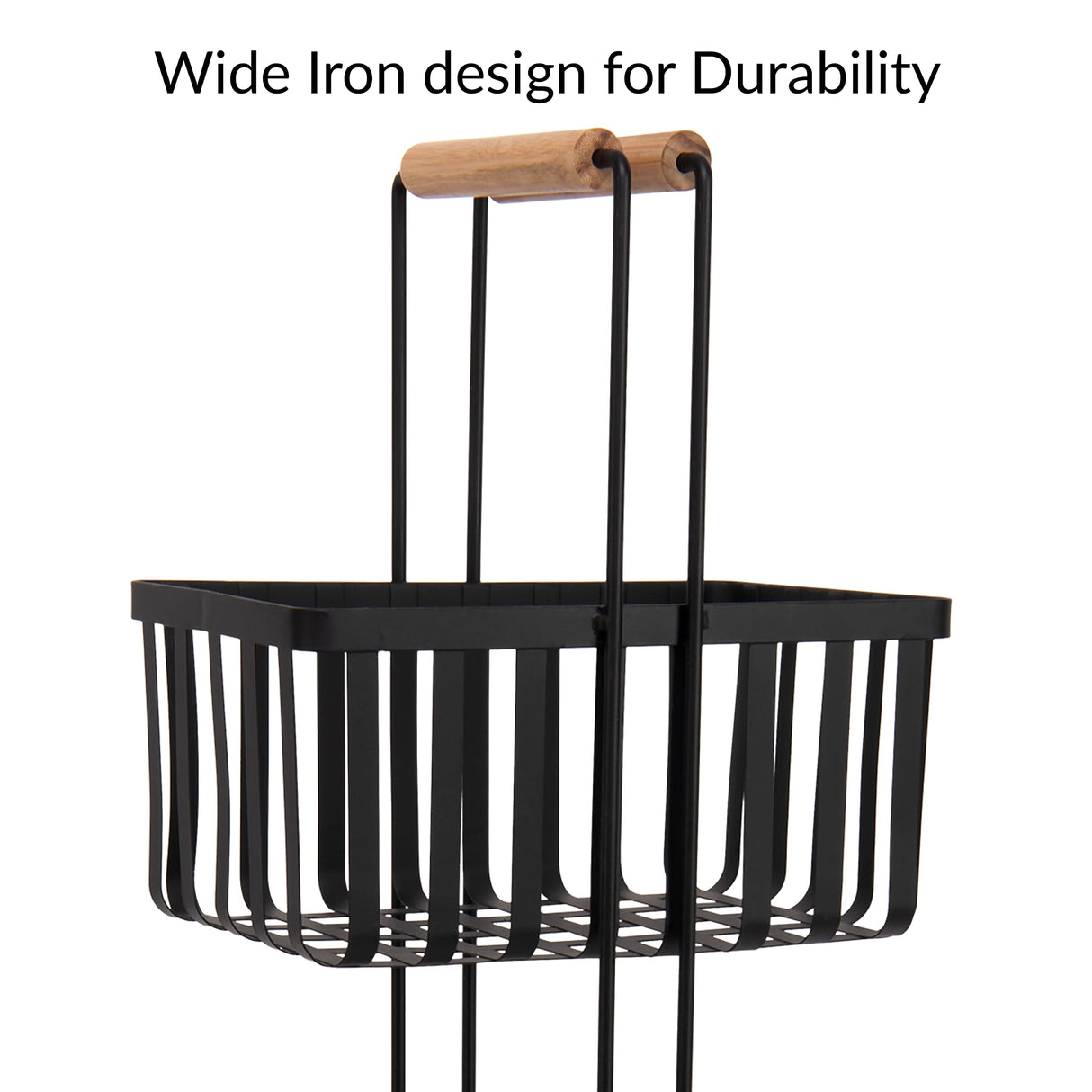 Simplify 3 Tier Metal Spa Tower | Bamboo Handles | Decorative Shelving Unit | Baskets | Bathroom Storage | Toiletries | Towels | Soap | Black Simplify