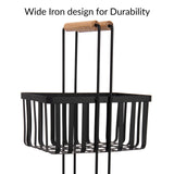 Simplify 3 Tier Metal Spa Tower | Bamboo Handles | Decorative Shelving Unit | Baskets | Bathroom Storage | Toiletries | Towels | Soap | Black Simplify