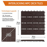 ShunHong Polymer Composite Interlocking Deck Tiles Outdoor,12x12 Composite Decking Boards for All Weather Use,Waterproof, Poolside,Balcony,Patio(9Pcs,Coffee,9 sqft) ShunHong