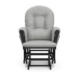 Storkcraft Premium Hoop Glider & Ottoman (Black with Light Gray) — GREENGUARD Gold Certified, Wood Craftsmanship, Convenient Storage Pockets, Smooth-Gliding Chair for Nursery, Multi-Award-Winning Storkcraft