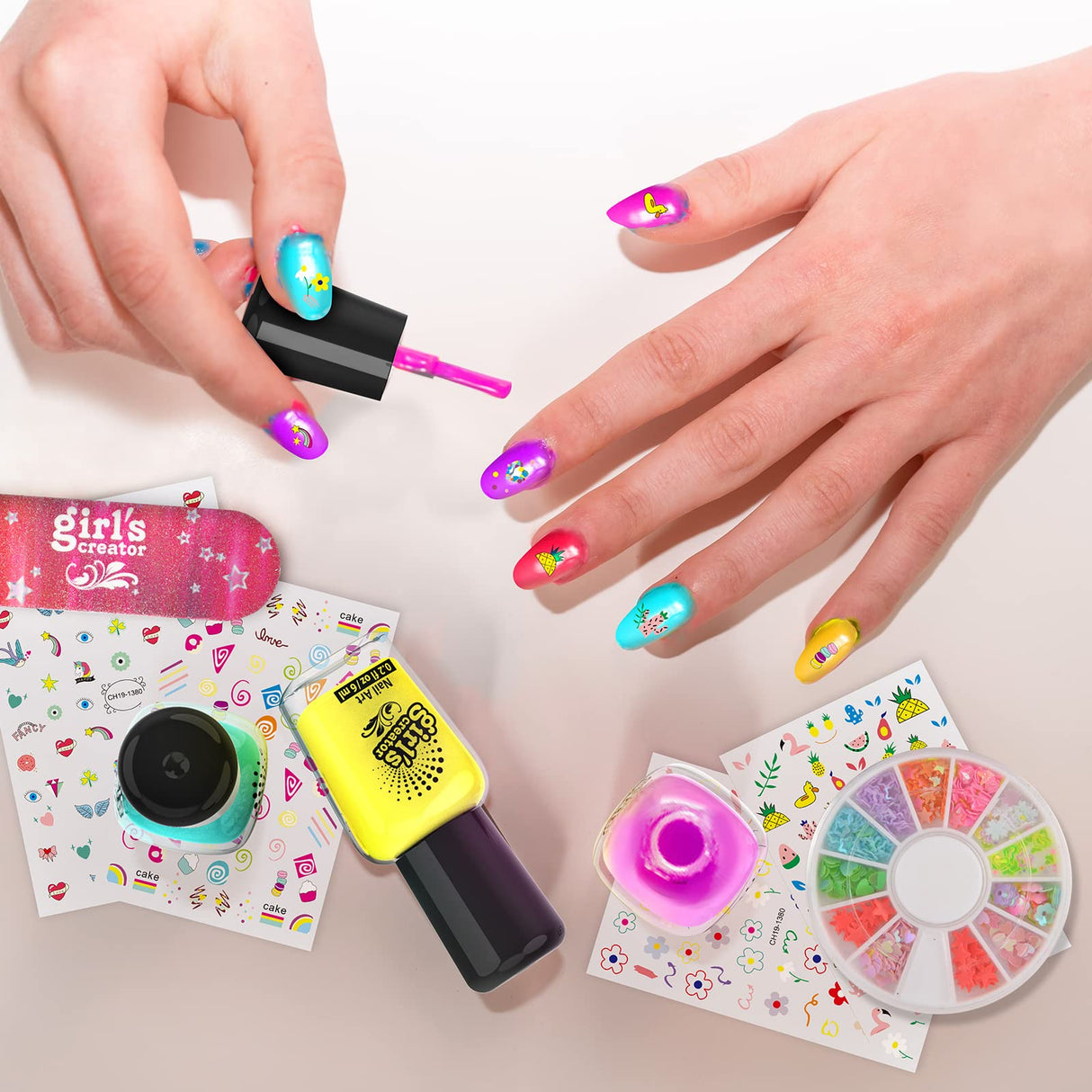 Amagoing Nail Polish Set for Girls Ages 7-12, Kids Nail Art Studio Kit, Non Toxic Quick Dry Nail Polish, Nail Dryer, Storage Desk, Glitter, Cool Girls Stuff, Birthday Gifts Ideas 8 9 10 11 Years Old Amagoing