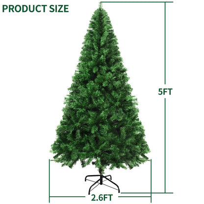 mupera Christmas Tree 5ft - Artificial Christmas Tree, Fake Christmas Tree (2024 New), 420 Branch Tips, PVC Xmas Pine Tree for Home, Office, Shopping Center, Party/Holiday Decoration Gift Use