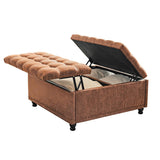 Redlife 35 Inch Large Square Storage Ottoman Bench, Storage Ottoman Coffee Table Large Square Ottoman with Storage Lift Top Tufted Storage Ottoman for Living Room (Brown Leathaire) Redlifeᅟᅠ