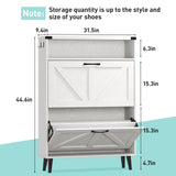Vabches Shoe Storage Cabinet with 2 Flip Drawers,Freestanding Narrow Shoe Organizer with Open Storage,Hidden Slim Organizer Rack for Entryway,Hallway,White Vabches