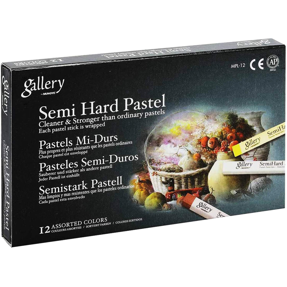 Mungyo Gallery Semi-Hard Pastels Cardboard Box Set of 12 - Assorted Colors MUNGYO