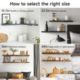 BAYKA Floating Shelves for Wall, 22.5" Wall Mounted Rustic Wood Shelves for Bathroom, Bedroom, Living Room, Kitchen, Office, Hanging Shelf for Books/Storage/Room Decor Capacity (Black, Set of 2) BAYKA