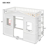 NCKMYB Twin Loft Bed with Under Bed Play Room, Wooden Loft Bed with Cabin, Kids Loft Bed for Kids Teens Boys & Girls or Small Room (White) NCKMYB
