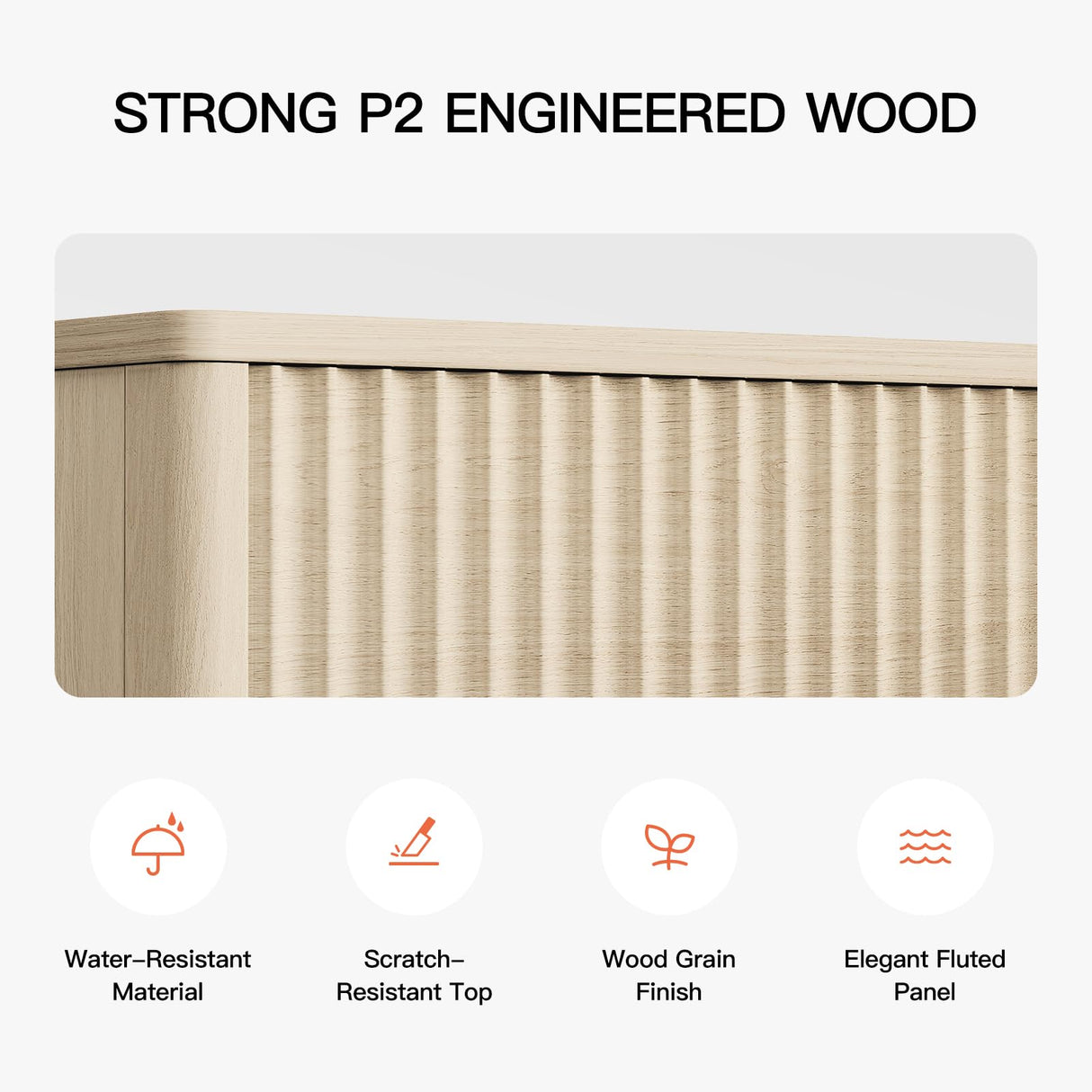 Amada Coffee Table Fluted Lift Top, 35.2" Wood Table with Storage Shelf & Hidden Compartment, Modern Rectangle Center Table for Living Room, Sturdy & Multi-Functional, Holds Up to 220LBS, Natural Oak AMADA HOMEFURNISHING