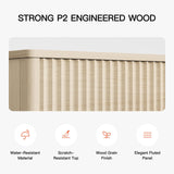 Amada Coffee Table Fluted Lift Top, 35.2" Wood Table with Storage Shelf & Hidden Compartment, Modern Rectangle Center Table for Living Room, Sturdy & Multi-Functional, Holds Up to 220LBS, Natural Oak AMADA HOMEFURNISHING