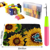 MGahyi Latch Hook Rug Kits for Adults, DIY Crochet Yarn Rugs Hooking Craft Kit with Color Preprinted Pattern Design for Kids Adults and Beginners(Sunflower, 20 x 15in) MGahyi