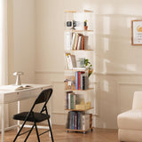 ZHUMUJIAJU 6-Tier Rotating Bookshelf- 360° Spinning Bookshelf Tower Kids, Tall Narrow Bookshelves with Wheels, Acrylic Clear Bookcase, Modern Storage Organizer for Home Office, Living Room, Bedroom ZHUMUJIAJU