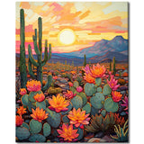 TUMOVO Adult Paint by Numbers Kits Desert Cactus Canvas Oil Painting Sunset in The Desert DIY Paint by Number for Adults Paint by Number Kits Drawing Paintwork - 16"x20", Frameless(Cactus Flower) TUMOVO