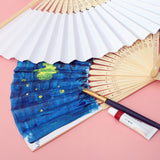 HPLYEL 12PCS White Paper Fans,Held Bamboo Folding Fan Blank Decoration Folded DIY Painting Fan Wedding Party Favors Home Gift HPLYEL
