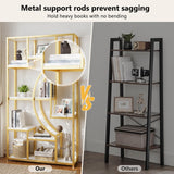 Modern Book Shelf, White and Gold Bookshelf, 70.8 Inch Tall Etagere Bookcase, Set of 2 Geometric Display Shelves for Living Room, Bookcases/Bookshelf with Metal Frame for Home Office HolliWill