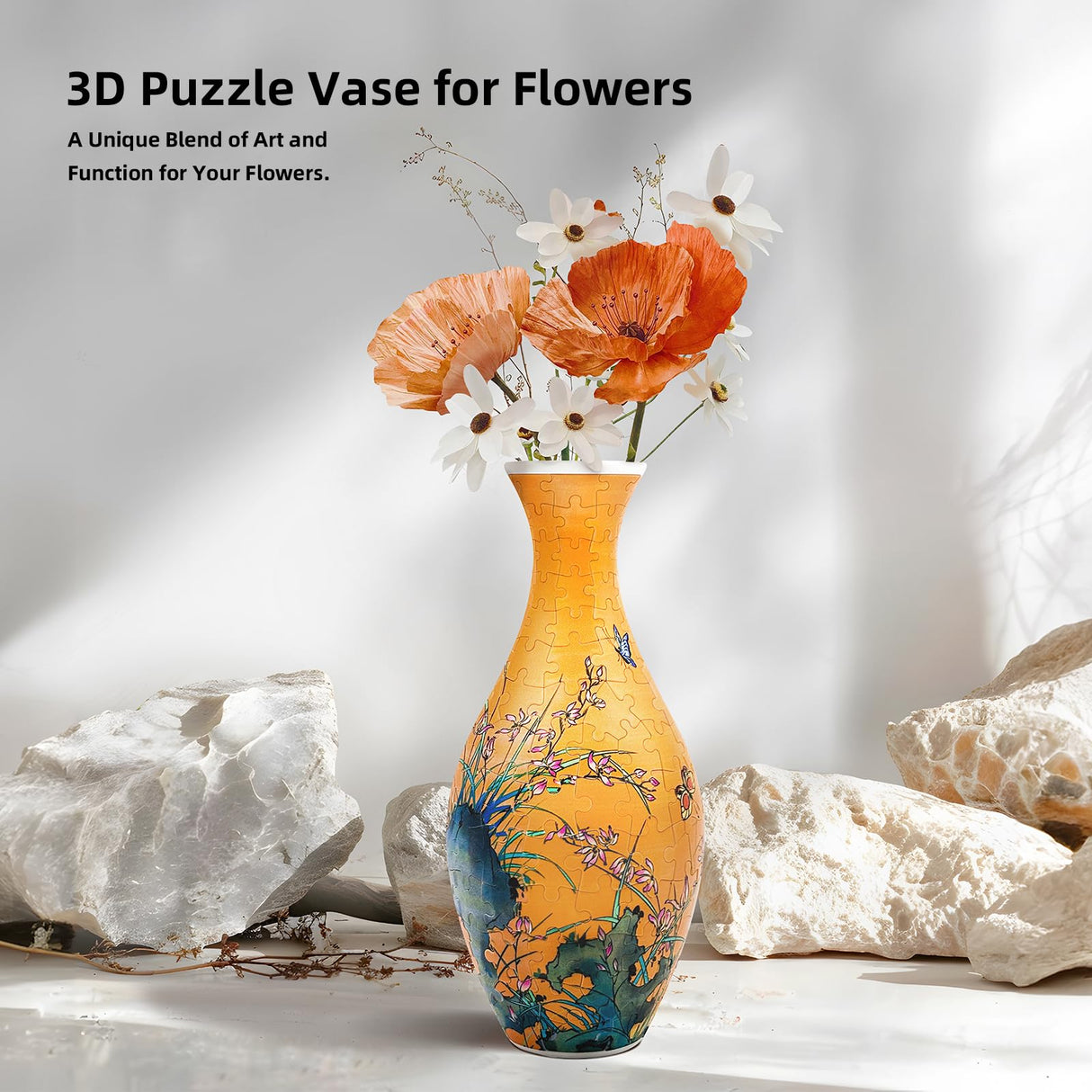 3D Puzzles Vase for Adults, 160 Pieces Puzzle Flower Vase for Home and Office Decor, DIY 4D Jigsaw Vase Arts and Crafts for Kids, Unique Housewarming Gifts for Moms YIZHOR