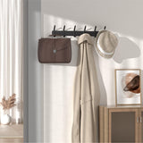 GWAAZXGZ Coat Rack Wall Mount Hooks - 15 Inch Black Hat Rack, Minimalist Design with 6 Hooks for Hanging Coats, Bags, and Towels in Entryway, Livingroom, Bedroom, Bathroom, and Kitchen, 1 Pack GWAAZXGZ