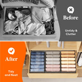 Lifewit Wardrobe Clothes Organizer 6 Pack, Large Size 6 Grids Closet Jean Storage Bins with Handles and Support Boards, Foldable Drawer Dividers for Sweater, Pants, T-Shirt, Hoodie, Dress, Grey Lifewit