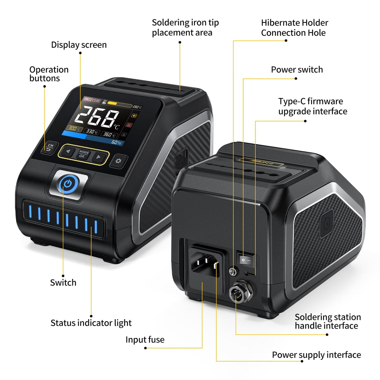 FNIRSI DWS-200 200W Precision Digital Soldering Station Kit, with 3 F210 & 6 F245 Soldering Iron Tips and 2 Helping Hands, Temp Value & Curve Mode, 3 Temperature Storage, Full-Color Display FNIRSI