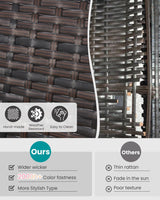 Bezseller 3 Piece Outdoor Patio Furniture Set, Patio Bistro Set Wicker Conversation Set, Modern Rattan Chair with Glass Coffee Table for Backyard, Porches, Poolside, Lawn and Balcony Bezseller