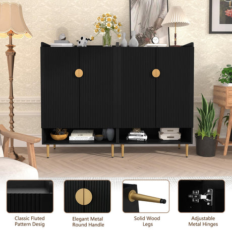 HLR Modern Shoe Cabinet Storage for Entryway, 6-Tiers Shoes Cabinet with Fluted Doors, Wood Shoes Rack with Adjustable Shelves, Black Shoe Organizer for Front Door Entrance, Closet, Living Room HLR