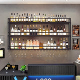 Modern Wine Rack Wall Mounted With Glass Holder,3-Tier Bar Liquor Shelf,Black,Metal Large Capacity Hanging Wine Storage Racks,Iron Floating Bar Shelves For Liquor Bottles,For Kitchen Dining Room AKOGG