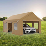13x20FT Portable Garage, 13'x20' Carport Heavy Duty, Galvanized Frame & 180 g PE Waterproof Canopy, with 2 Doors, and 4 Windows, for Pickup Truck, and Boat Hipicute