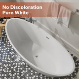 Empava Luxury 67 inch Acrylic Freestanding Bathtub Contemporary Soaking Tub with Overflow and Drain White BT518 Empava
