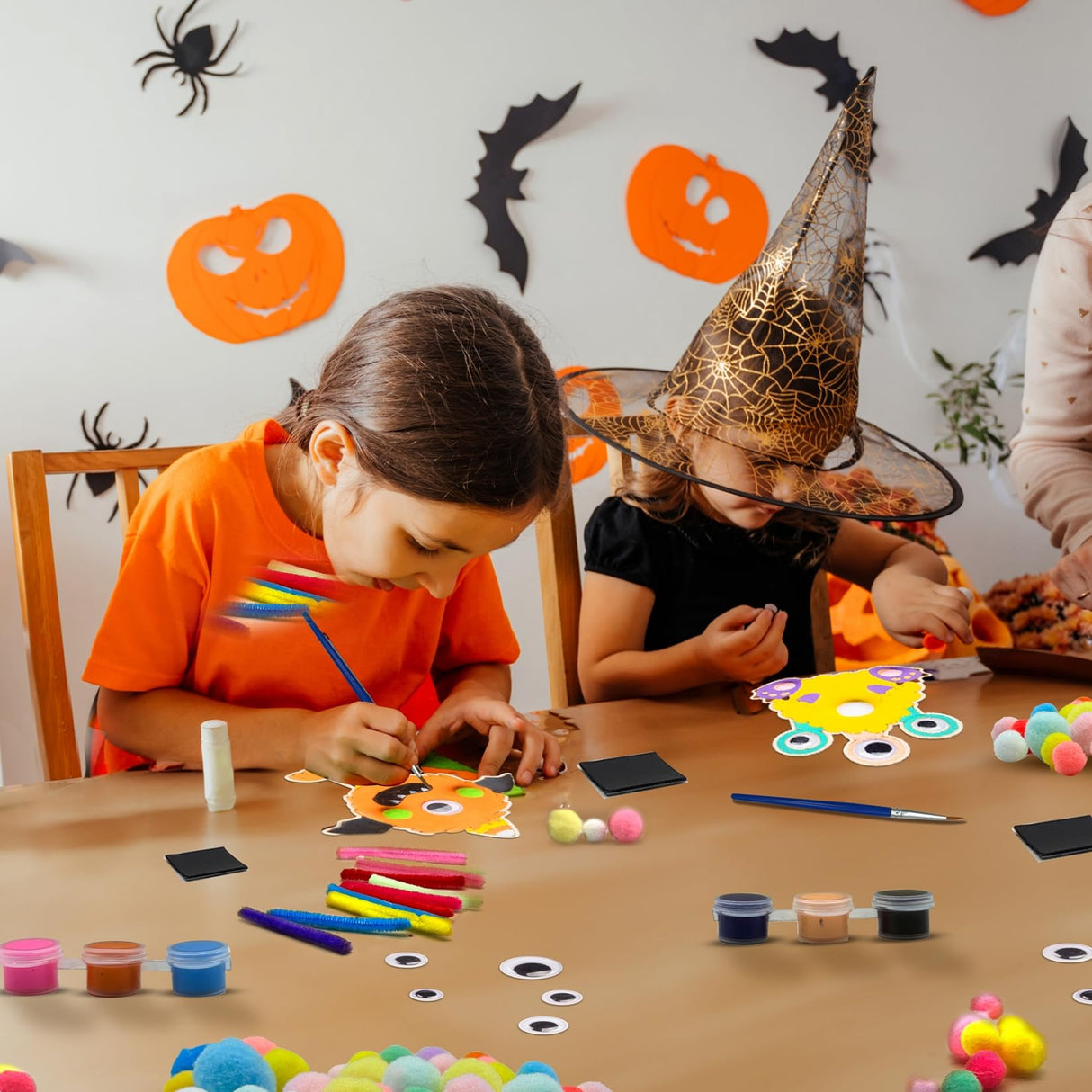 GOGREENWOVEN 12 PCS Halloween Crafts for Kids - DIY Monster Wooden Magnet Painting Kits with Googly Eyes - Halloween Party Favors for Ages 4-8 - Non Candy Trick or Treat Gifts & Classroom Prizes GOGREENWOVEN