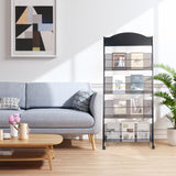 lesolar Floor-Standing Magazine Rack 4-tier Newspaper Holder Book Display Shelf Brochure Display Stand Floor Suitable for Exhibitions Shopping Malls Hospitals Offices School (Black) lesolar