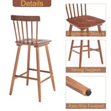 Janoray 26 Inch Bar Stools Set of 2 Windsor Barstools Farmhouse Wooden Counter Height Barstool with Spindle Back Armless Barchair for Kitchen Island/Pub/Cafe/Outdoor, Walnut Janoray