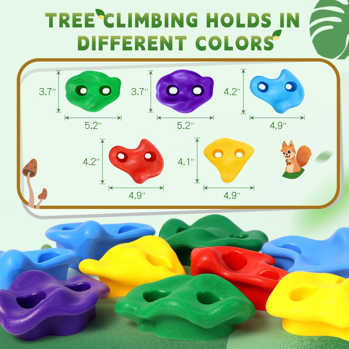 TOPNEW 12 Ninja Tree Climbing Holds for Kids Climber, Adult Climbing Rocks with 6 Ratchet Straps for Outdoor Ninja Warrior Obstacle Course Training TOPNEW