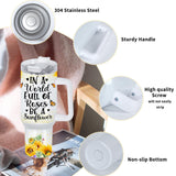 Maucircol 40 Oz Sublimation Tumbler with Handle 4 Pack, Stainless Steel Sublimation Tumbler Mug Blanks with Handle, White Maucircol