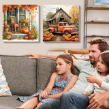 VIGEGU 2 Pack Fall Paint by Numbers Kit for Adults with Framed,Thanksgiving Paint by Number DIY Adult Paint by Number Kits for Wall Decor 10x10in VIGEGU