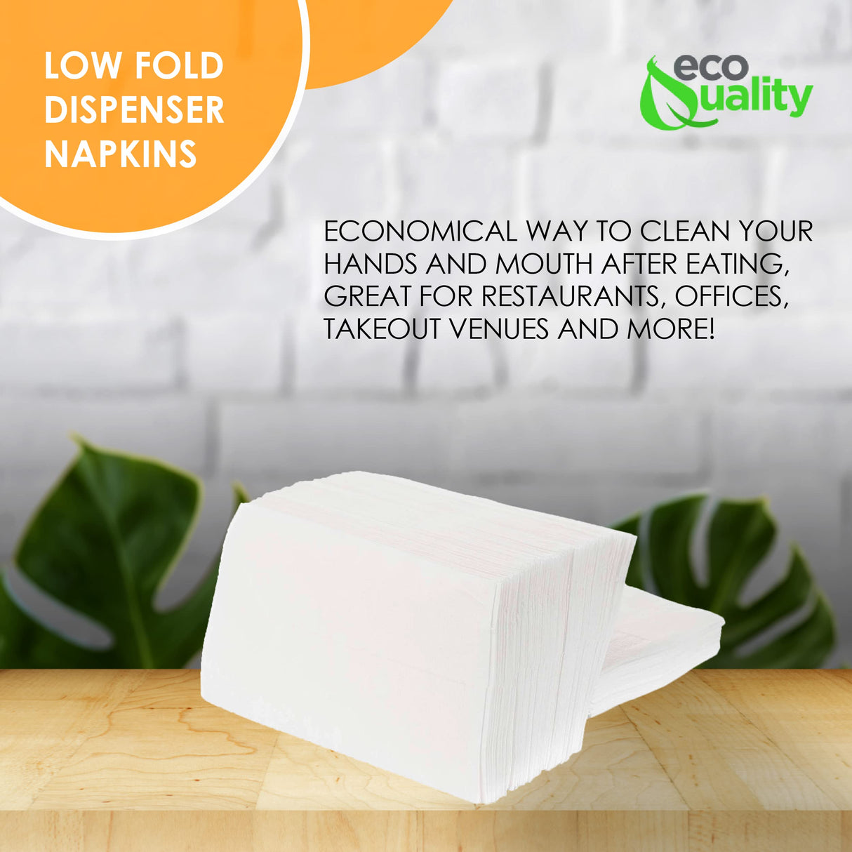 EcoQuality White Low Fold Dispenser Napkins,400/pack 1-Ply, 3 1/2 x 5 in, Dispenser Napkin Refill, Everyday Napkins, Perfect for Restaurants, Diners, Bodegas & Home EcoQuality