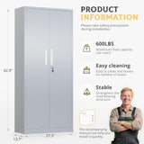 SUNCROWN 63" Metal Storage Cabinets with Lock, Tool Cabinet, Locking Steel Storage, Tall Locker Organizer Garage Cabinets with 2 Doors and 4 Shelves for Home,Garage,Office, Dark Grey SUNCROWN